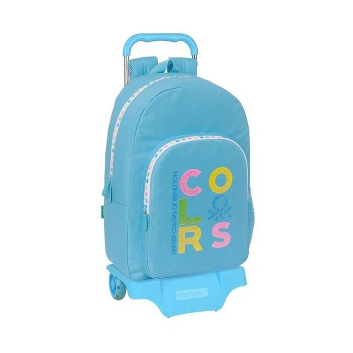 Mochila Escolar con Ruedas Benetton Spring Azul cielo 30 x 46 x 14 cm 2