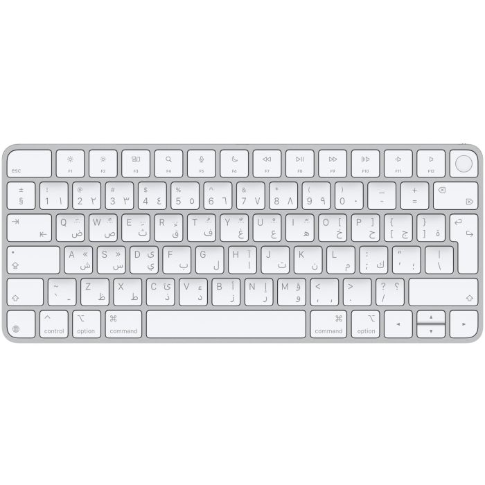 APPLE Magic Keyboard con Touch ID para Mac Apple silicon - Árabe - Teclado Inalámbrico y Alámbrico USB + Bluetooth Plata/Blanco