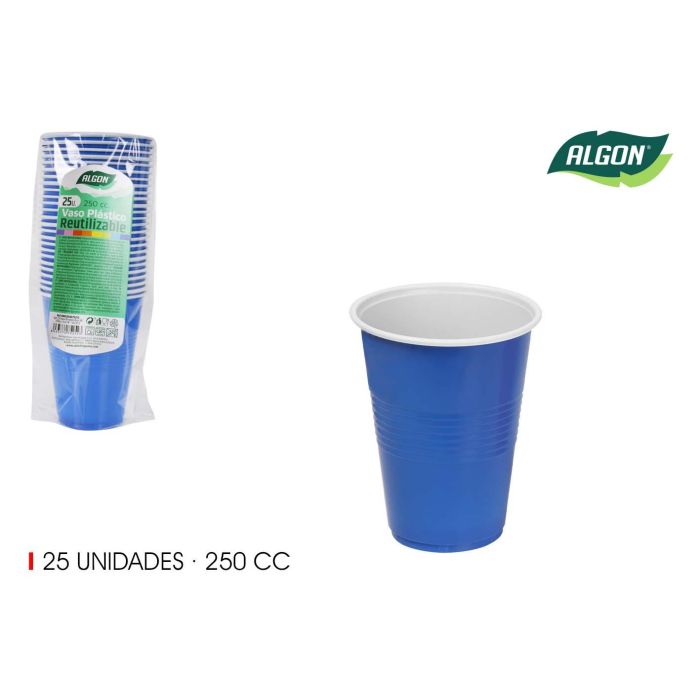 Set de 25 vasos bicolor azul y blanco 250 ml Algon (24 Cajas) Set de 25 vasos bicolor azul y blanco 250 ml Algon (24 Cajas)