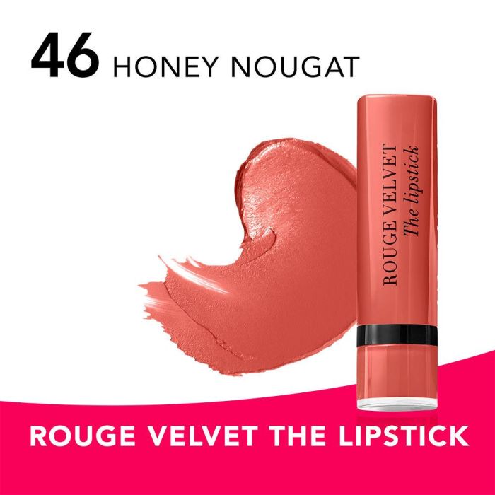 Bourjois ROUGE VELVET THE LIPSTICK Pintalabios Mate Tono Honeynougat 2.4 gr Larga Duración Color Intenso Acabado Aterciopelado
