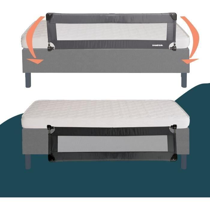 Barandilla para cama - LOOPING - BL5003G - Plegable - Gris 2