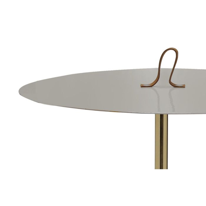 DKD Home Decor Mesita Auxiliar Gris 40 x 56 x 40 cm Hierro y Cuero 1