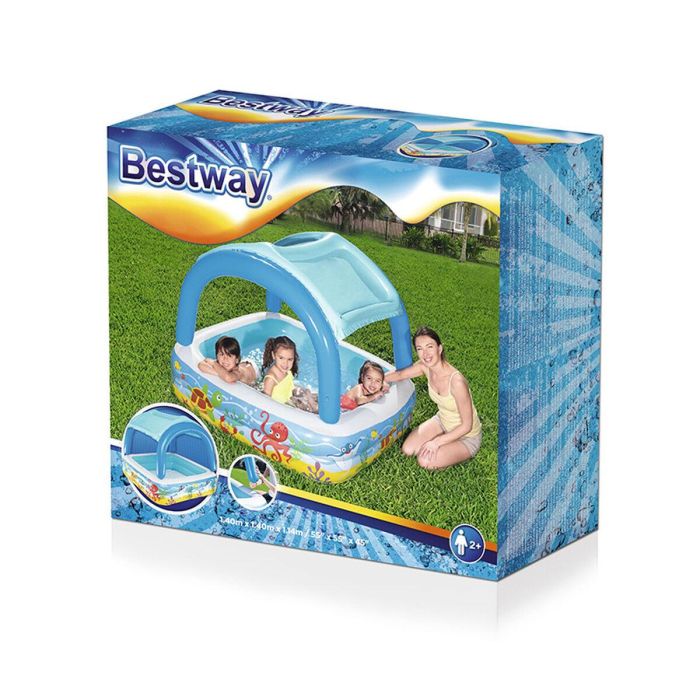 Bestway Piscina Hinchable Infantil Techo Desmontable 140x140x114 cm +2 Años Jardin 52192 16