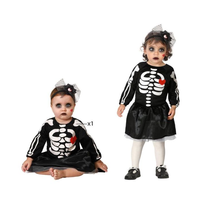 Disfraz Esqueleto Falda Niña Bebé Negro 12-24 Meses 0 Disfraz Esqueleto Falda Niña Bebé Negro 12-24 Meses 0