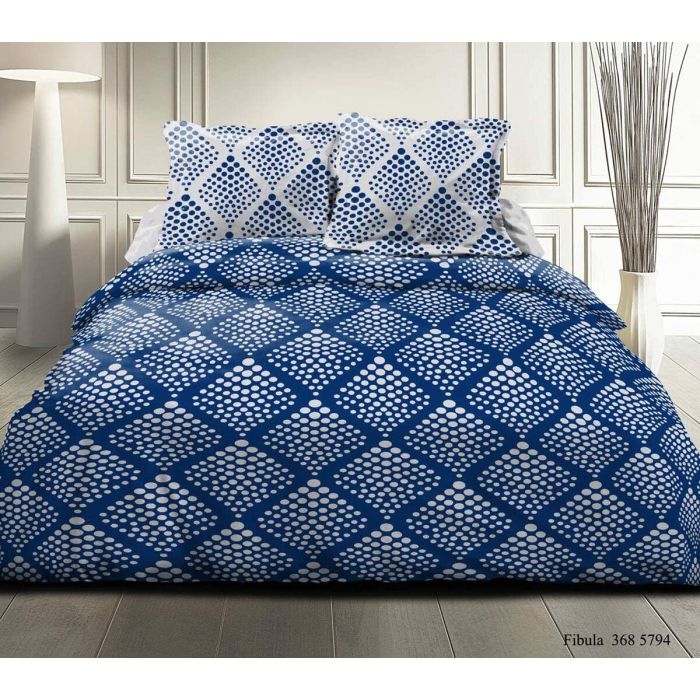 Juego nórdico 240x260 cm HOME LINGE PASSION FIBULA: Funda nórdica + 2 fundas de almohada - 100% Algodón 57 hilos - Azul 1