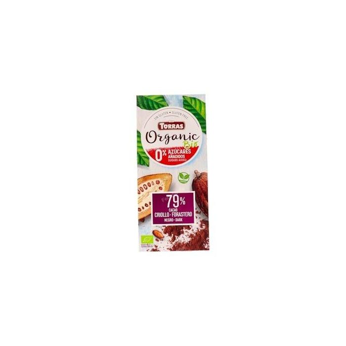 TORRAS Chocolate Negro 79% Criollo Forastero Bio Sin Azúcares Añadidos 100G