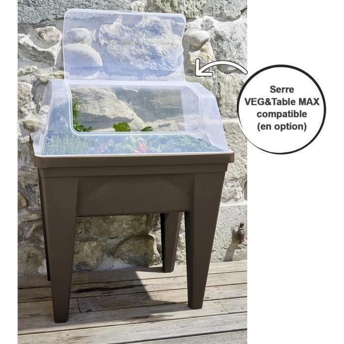 Huerto elevado EDA PLASTIQUE VEG&Table MAX - Zona de retención de agua - Patas extraíbles - Color topo 4