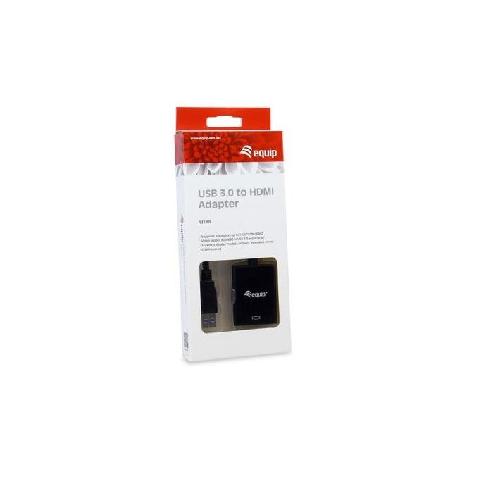 Equip Adaptador USB 3.0 a HDMI 133385, USB 3.2 Gen 1, Tipo-A Macho a HDMI Hembra, Negro 1