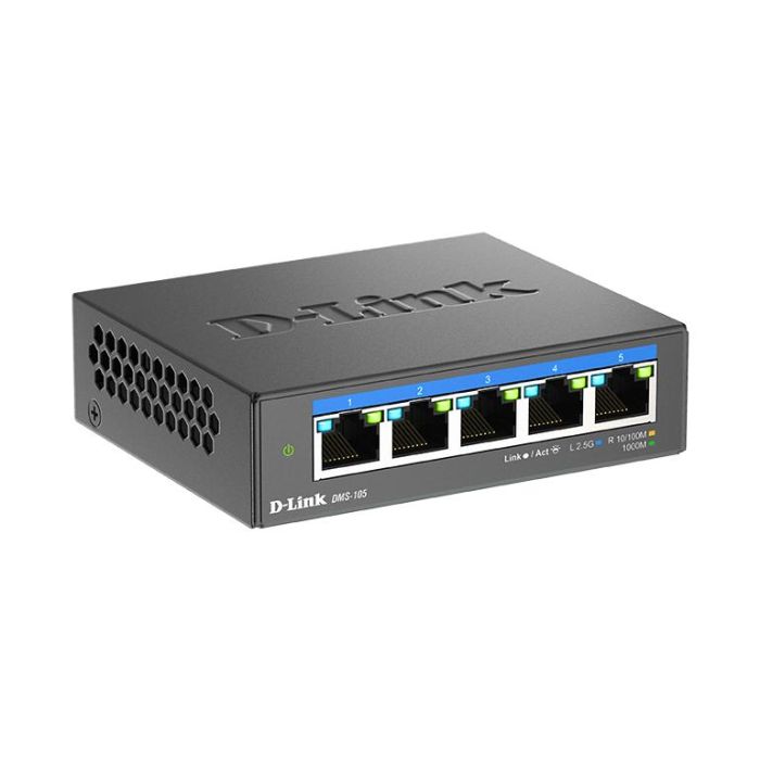 D-Link Switch DMS-105 Multigigabit 5 Puertos 2.5G RJ-45 10/100/1000 sin gestión Plug & Play 1