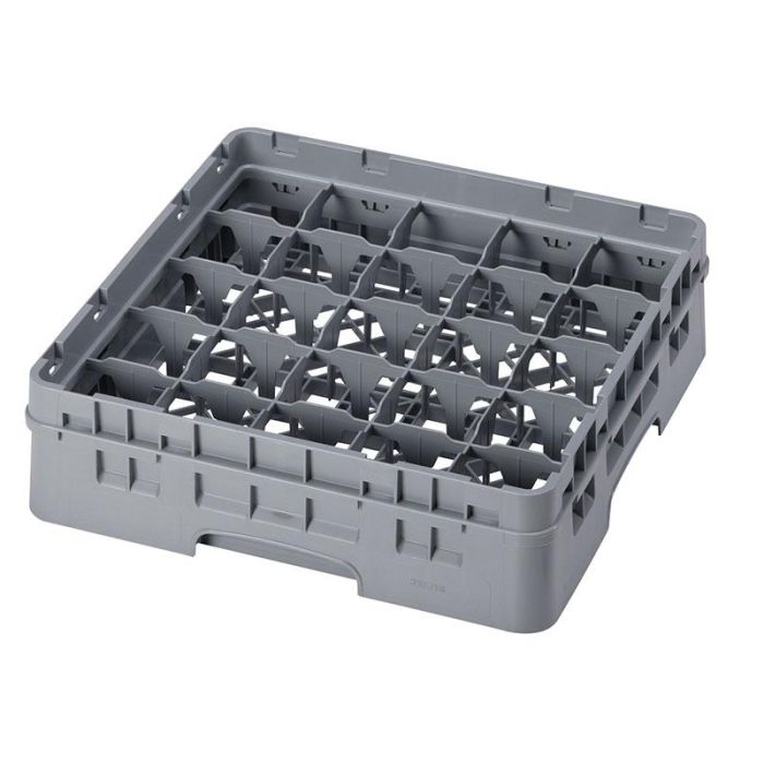 CAMBRO - 25S318-151 - Cesta de lavado 25 comp. 1 altura - 8,7 cm Ø máx. - alt. máx. 9,4 cm - 50 x 50 x 14,3 cm - Gris claro