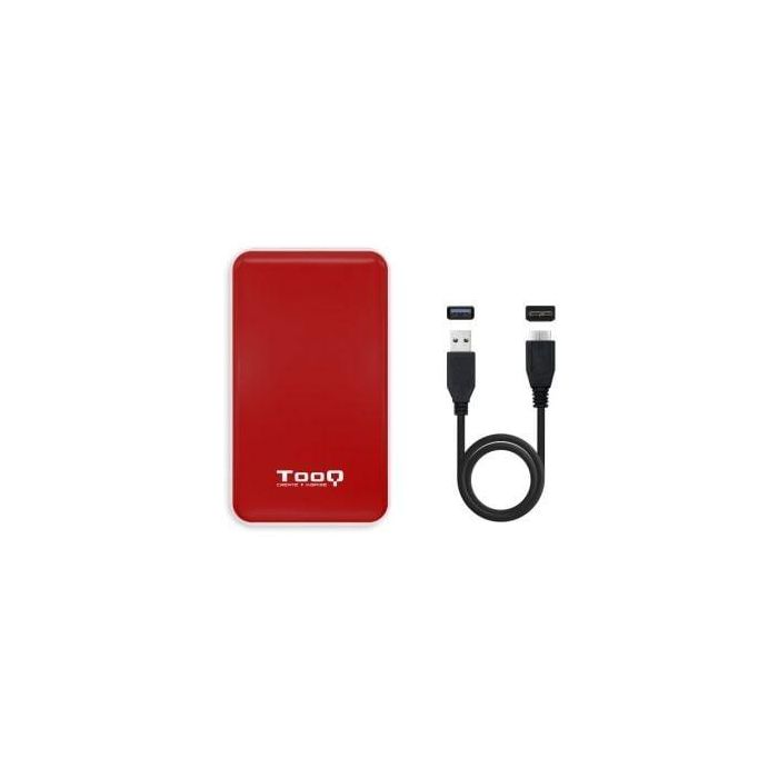 TooQ TQE-2528R Caja Externa para Disco Duro 2.5" USB 3.1 Gen 1 SATA III 4 TB Sin Tornillos Rojo 2