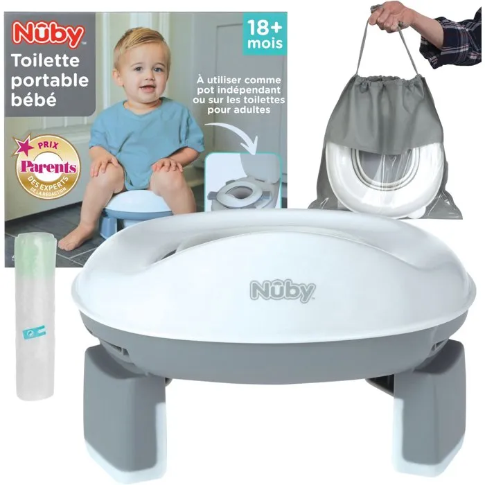 Nuby Orinal de Viaje Portátil para Niños - Con Bolsa de Almacenamiento - Gris y Blanco - NUB0370797765124 Nuby Orinal de Viaje Portátil para Niños - Con Bolsa de Almacenamiento - Gris y Blanco - NUB0370797765124