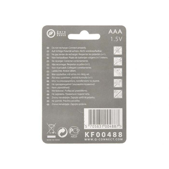 Q-connect Pila Alcalina AAA Blister con 4 Unidades Larga Duración 2