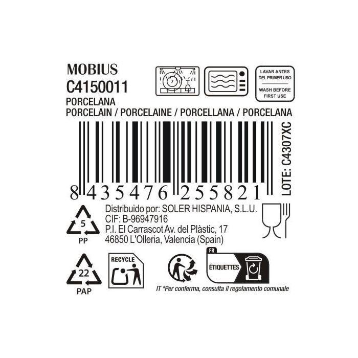 La Mediterranea Plato Llano 24 cm "Mobius" - Colección Mobius, 24.2x24.2x2 cm (18 Unidades) 2