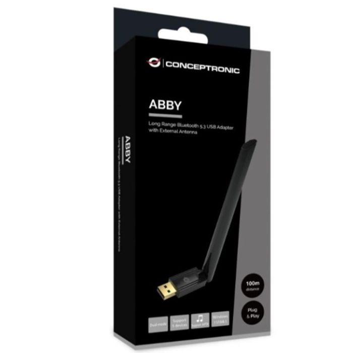 Conceptronic ABBY17B Adaptador Bluetooth 5.3 USB, Hasta 5 Dispositivos Simultáneos, Compatible con Bluetooth 5.1/5.0/4.0/3.0/2.1 1