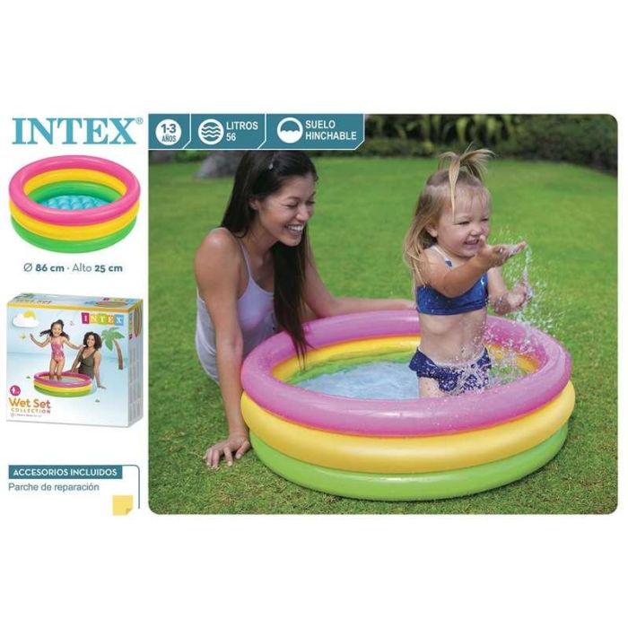 Intex Piscina Hinchable 3 Aros Colores con Suelo Hinchable para Niños de 1 a 3 Años, 86x25 cm 6