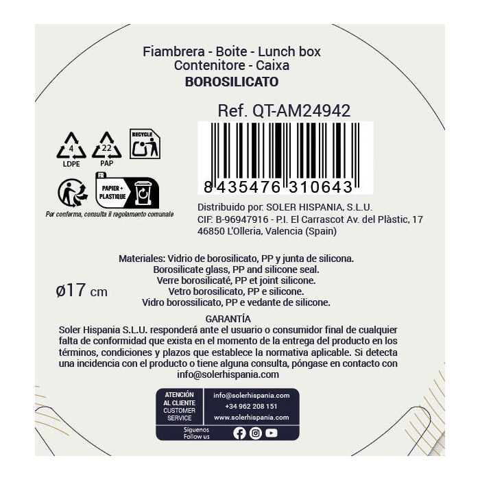 Fiambrera Red.Herm.17Cm 900Cc "Ambare" (6 Unidades) 2 Fiambrera Red.Herm.17Cm 900Cc "Ambare" (6 Unidades) 2