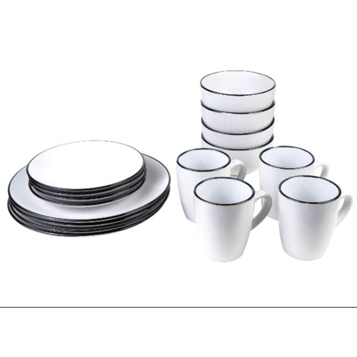 Juego de Tazas con Platos Romimex Blanco Cerámica (16 Piezas) 1