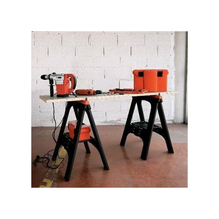 TOOD Lote de 2 caballetes plegables 60x10x80 cm carga máxima 200 kg 1 TOOD Lote de 2 caballetes plegables 60x10x80 cm carga máxima 200 kg 1