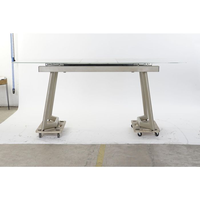 DKD Home Decor Mesa Comedor Extensible Glam de Cristal y Metal Dorado Blanco 140 x 80 x 76 cm 7 DKD Home Decor Mesa Comedor Extensible Glam de Cristal y Metal Dorado Blanco 140 x 80 x 76 cm 7