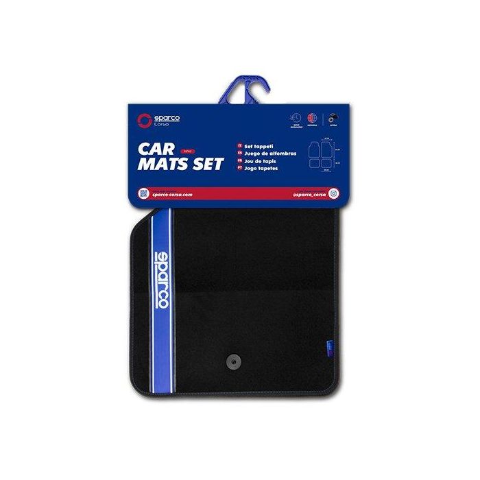 Sparco Alfombra Strada 2012 B Azul Cs 6 03763BBS Moqueta en negro Diseño deportivo Fácil limpieza 1