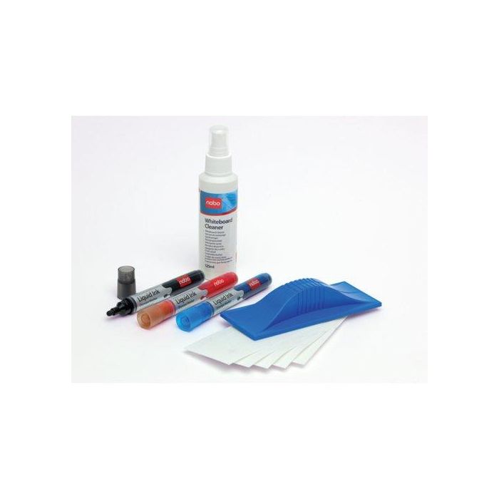 Kit Pizarra Blanca Nobo Inicio (3 Marcadores, Borrador, Recarga Del Borrador Y Spray 125 Ml)