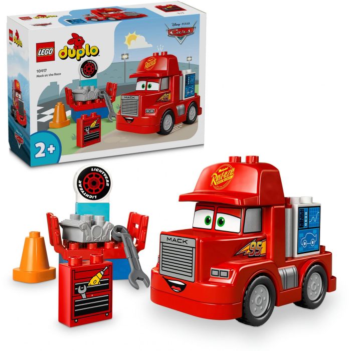 LEGO 10417 Duplo Disney Pixar Cars Mack El Transportista y Rayo McQueen Set de Construcción Parada en Boxes Juguete +2 años 2