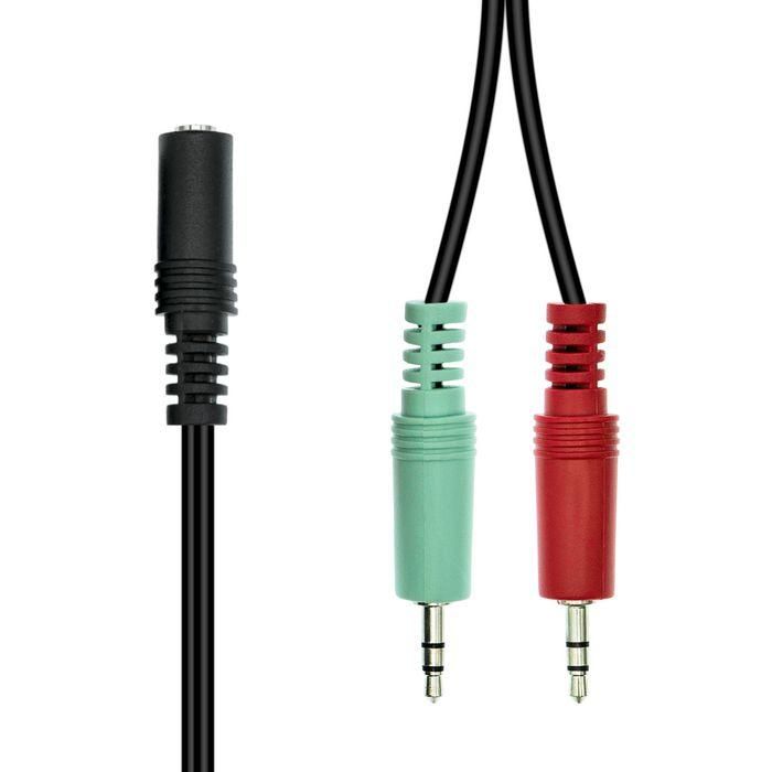 ProXtend Adaptador Mini-Jack 4-Pin a 2x 3-Pin Macho/Hembra Negro 40cm 1 ProXtend Adaptador Mini-Jack 4-Pin a 2x 3-Pin Macho/Hembra Negro 40cm 1