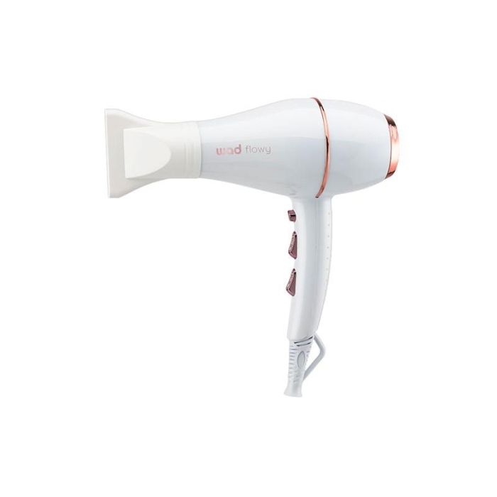 Wad Professional Beauty Secador de Pelo Flowy Iónico Blanco 2100W, 2 Velocidades, 3 Temperaturas, 2 Boquillas y Difusor