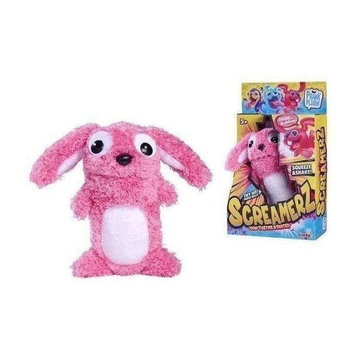 Smoby - Screamerz - Divertido peluche interactivo - Conejo - 27 cm - Ruidos al agitarlo o pulsar el botón