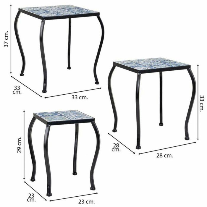 Soporte para Maceta Alexandra House Living Negro Hierro Azulejo 33 x 37 x 33 cm 3 Piezas 5