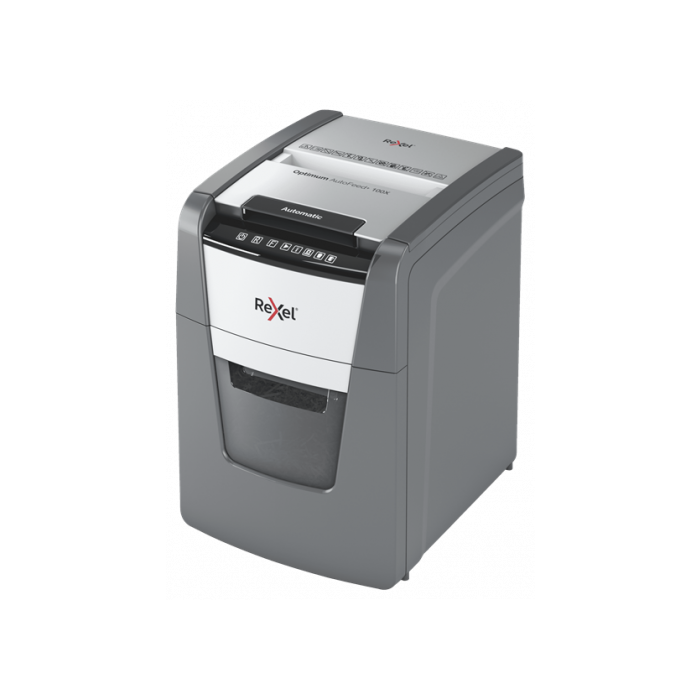 Rexel 2020100X Optimum AutoFeed+ 100X triturador de papel Corte cruzado 55 dB 34 L 100 hojas Negro, Gris 1