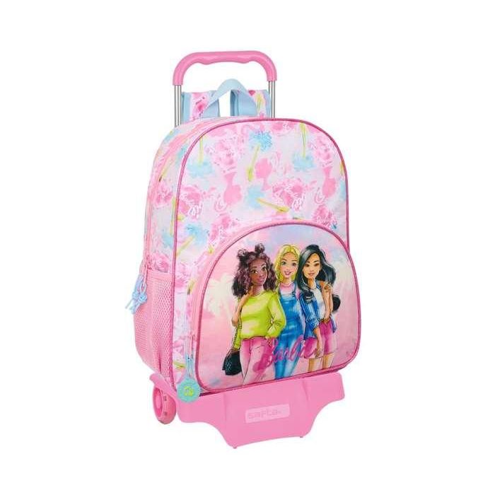Mochila Escolar con Ruedas Barbie Painterly Rosa Azul cielo 33 x 42 x 14 cm