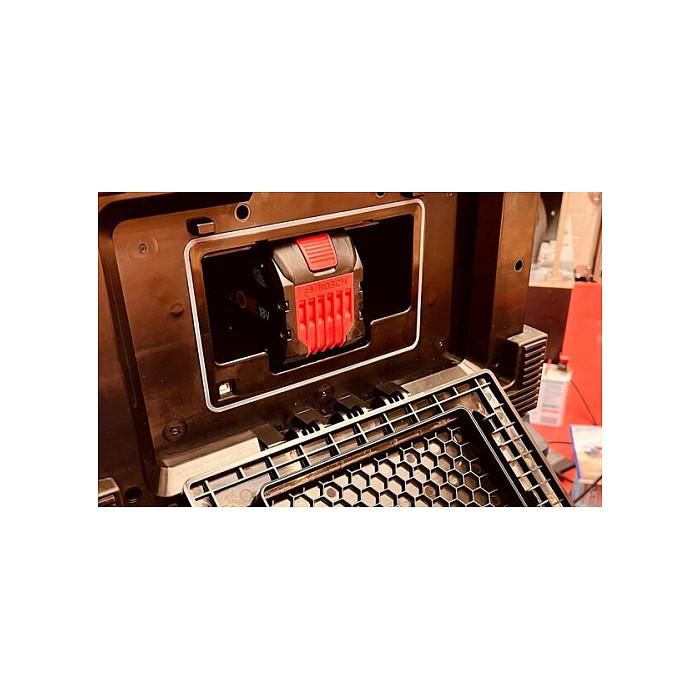 PerfectPro ROCKHART 18V Baustellenradio - Radio de obra digital con DAB+/FM, Bluetooth 5.2, NFC, 60W, 4 altavoces, resistente a golpes y agua (IP44), Negro/Rojo