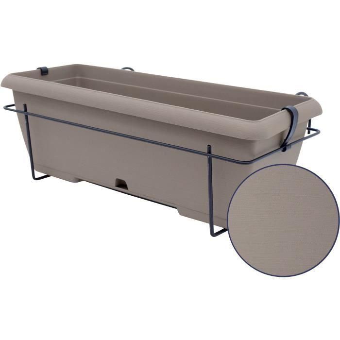 Kit de macetero con soporte metálico y bandeja integrada - GARDEN ID Teramo - Taupe 50 cm - Efecto piedra - Reciclado/reciclable 1 Kit de macetero con soporte metálico y bandeja integrada - GARDEN ID Teramo - Taupe 50 cm - Efecto piedra - Reciclado/reciclable 1
