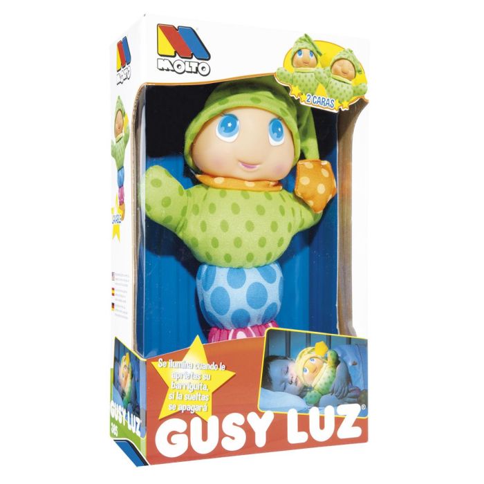 Molto 385 Gusy Luz Dos Caras Peluche Luminoso Clásico para Dormir Bebés y Niños, Cara Giratoria, +6 Meses