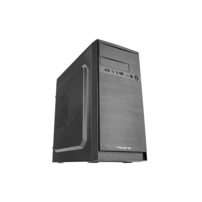 Anima AC4500 Caja Minitorre MicroATX/Mini-ITX con Fuente de Alimentación 500W Ultrasilenciosa, USB 3.0, Panel Frontal Aluminio Pulido Negro