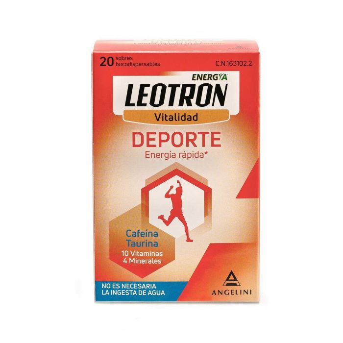 Leotron Deporte - 20 Sobres Bucodispersables - Energía Rápida - Complemento Alimenticio Con Cafeína, Taurina, 10 Vitaminas Y 4 Minerales - Agradable Sabor A Naranja, No Es Necesaria La Ingesta De Agua - A Partir De 12 Años. 2 Leotron Deporte - 20 Sobres Bucodispersables - Energía Rápida - Complemento Alimenticio Con Cafeína, Taurina, 10 Vitaminas Y 4 Minerales - Agradable Sabor A Naranja, No Es Necesaria La Ingesta De Agua - A Partir De 12 Años. 2
