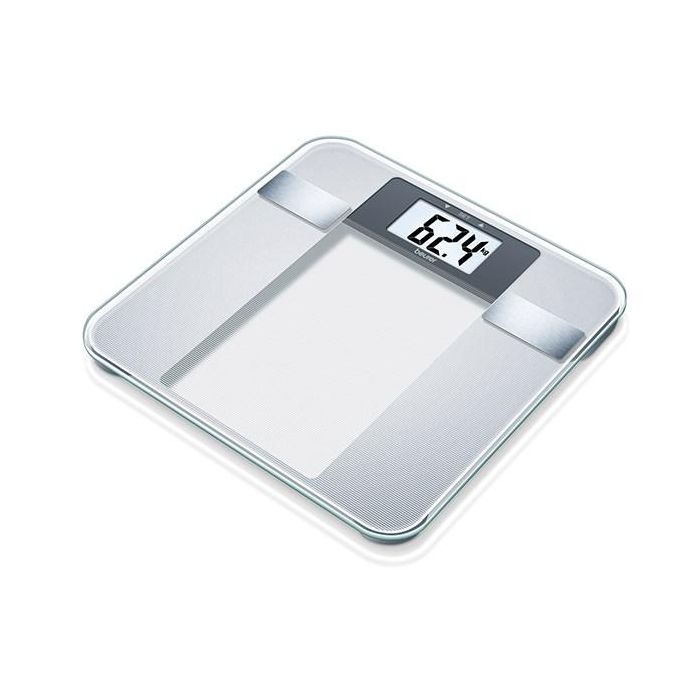 Beurer BG-13 Báscula Digital Diagnóstica con IMC de Vidrio y Análisis Corporal: Peso, Grasa, Agua, Masa Muscular