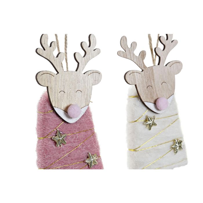 DKD Home Decor Decoración Colgante Navidad Fantasía Reno Rosa Palo Blanco 12 Unidades Surtido Aleatorio 1 DKD Home Decor Decoración Colgante Navidad Fantasía Reno Rosa Palo Blanco 12 Unidades Surtido Aleatorio 1