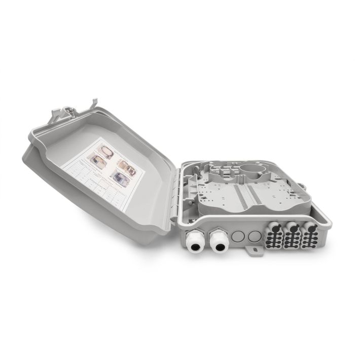 Digitus FTTH Box Außen -24 LC/Duplex oder 24 SC/Simplex, Caja de distribución para 16 cables, Gris