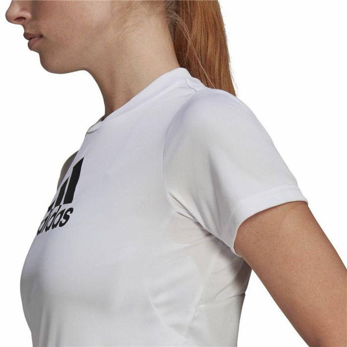 Camiseta de Manga Corta Mujer Adidas Primeblue D2M Logo Sport Blanco 1 Camiseta de Manga Corta Mujer Adidas Primeblue D2M Logo Sport Blanco 1