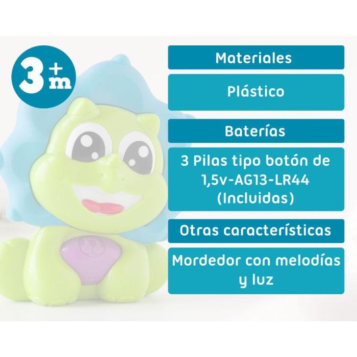 KioKids Mordedor Sonajero Musical Dinosaurio Verde y Azul para Bebés | Alivia Dentición y Estimula Sentidos, Motricidad Fina +3 Meses 5 KioKids Mordedor Sonajero Musical Dinosaurio Verde y Azul para Bebés | Alivia Dentición y Estimula Sentidos, Motricidad Fina +3 Meses 5