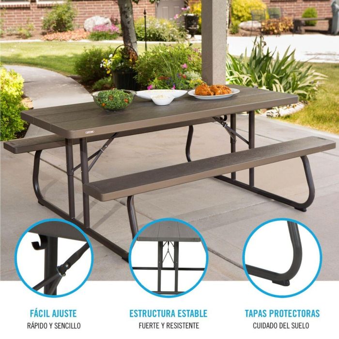 Mesa Plegable Lifetime Madera Marrón Pícnic Acero Plástico 183 x 74 x 145 cm 4 Mesa Plegable Lifetime Madera Marrón Pícnic Acero Plástico 183 x 74 x 145 cm 4