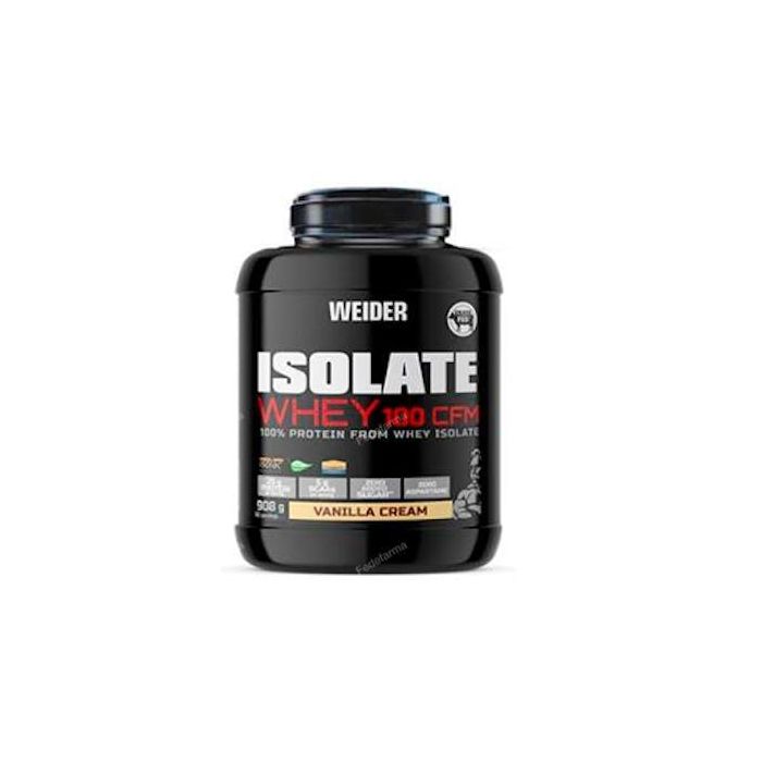 Weider Isolate Whey 100 CFM Proteína Aislada Suero Vainilla 908g - Isolac, DigeZyme, Sin Azúcar, Recuperación