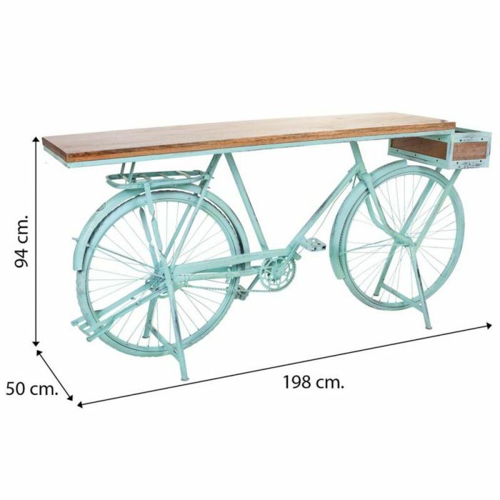 Recibidor Alexandra House Living Bike Turquesa Madera Hierro 50 x 94 x 198 cm 1