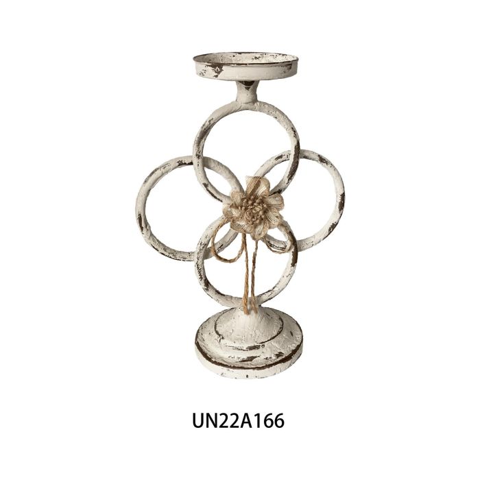 DKD Home Decor Portavela Neoclasico Blanco de Metal para Decoración Hogar, Largo 13cm, Ancho 24cm, Alto 34cm, Peso 1kg