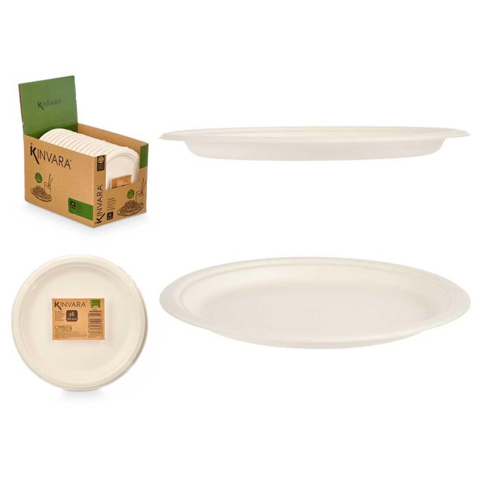 Set 6 Platos Llanos Biodegradables Kinvara 25.4x25.4 cm Blanco (64 Unidades) Set 6 Platos Llanos Biodegradables Kinvara 25.4x25.4 cm Blanco (64 Unidades)