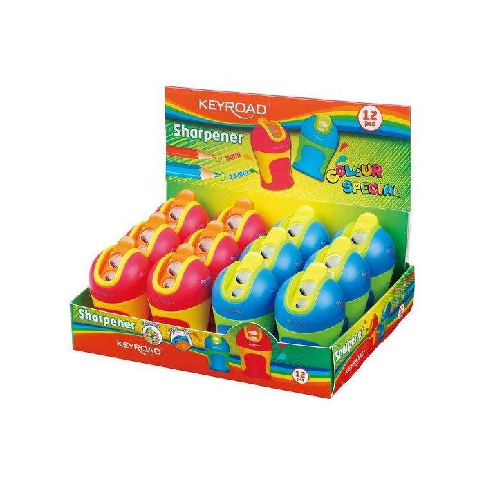 Afilalapiz Keyroad Doble C/Deposito Surtido Expositor De 12