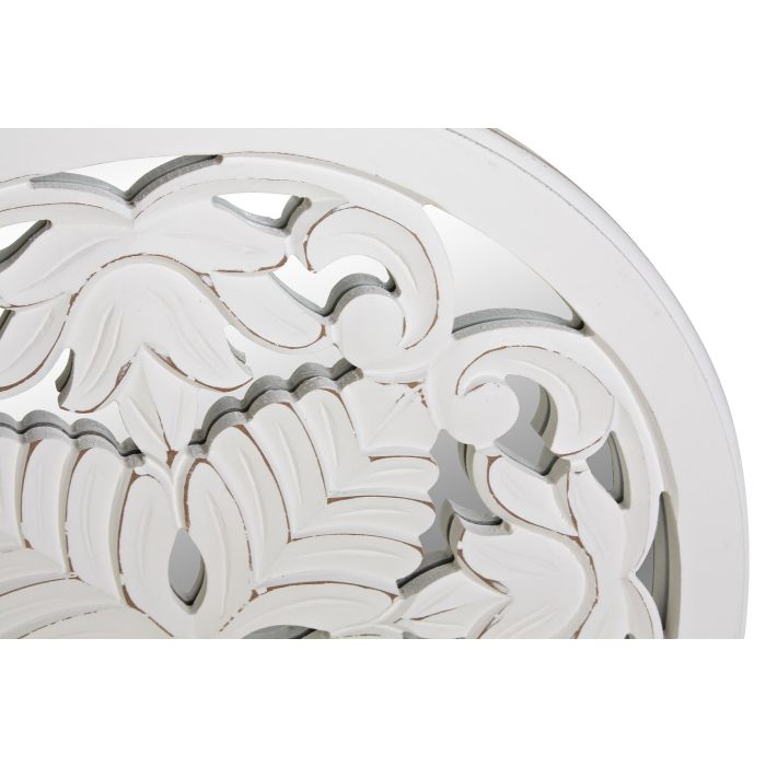 DKD Home Decor Decoración Pared Romántica con Flores, Espejo MDF, Blanca, 40x40x1.5 cm (4 Unidades) 2